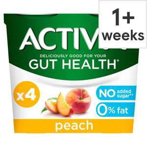 Activia Peach No Added Sugar Yogurt 4X115g £1.50 (Clubcard Price) @ Tesco