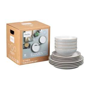 Denby Elements (Light Grey and Blue styles) 12 Piece Tableware Set - £54.13 Homebase Click and Collect and Home Delivery