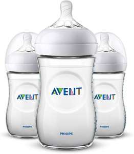 Philips Avent Natural Feeding Bottle 260ml, Pack of 3 – SCF033/37 £13.50 + £4.49 non-prime @ Amazon