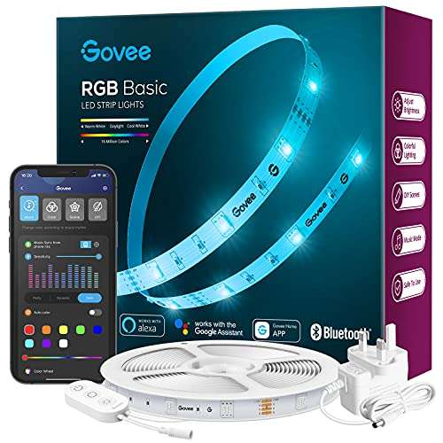 Govee Alexa Smart WiFi App Control RGB LED Strip Lights (5m) £11.96 using code / voucher (+£4.99 Non Prime) @ Amazon / Govee