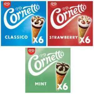 Cornetto 6x Strawberry / Classico / Mint Ice Cream Cones - £1.50 each (Clubcard Price) @ Tesco