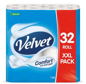 Two for £18 XXL 32 roll packs of Velvet Comfort - 64 rolls in total - for £18 (minimum spend of £25) @ Iceland