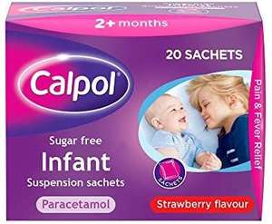 Calpol Infant Suspension Sachet, Sugar Free Strawberry 20x5ml 2+ months £3.75 + £4.49 Non-Prime (£3.56 with S&S - Possibly cheaper) @ Amazon