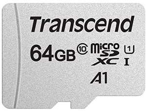Transcend 64 GB microSDXC 300S Class 10 Memory Card with up to 95/45 MB/s - £5.49 Prime / +£4.49 Non Prime @ Amazon  