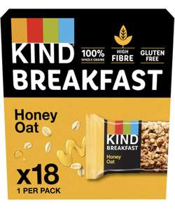 KIND Breakfast Cereal Bars, Healthy Gluten Free Snacks, Honey Oat, 18 Bars - £5.70 (+£4.49 Non Prime) - New @ Amazon Warehouse
