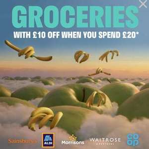 £10 off £20 spend on grocery delivery (fees apply, selected accounts) @ Deliveroo on app