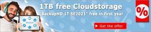 1Tb cloud storage free for 1 year (60EUR/yr thereafter) @ Euserv