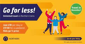 Unlimited day or weekend travel on Northern Rail in November £10 day / £17.50 weekend - collect 3 tokens in newspaper on participating dates