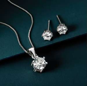 Premium Sterling Silver CZ Six Claw Jewellery Set £10.49 with Code + Free Delivery From John Greed