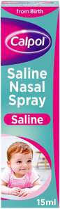 Calpol Saline Nasal Spray, 15ml - £3 + £4.49 Non prime (£2.85 or less with S&S and voucher) @ Amazon