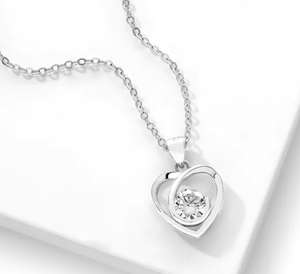 Premium Sterling Silver Sparkling Open Heart Necklace £9.99 with code Plus Free Delivery from John Greed