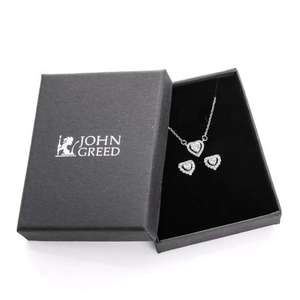 Premium Sterling Silver CZ Heart Halo Jewellery Set £12.50 using code + Free delivery @ John Greed Jewellery