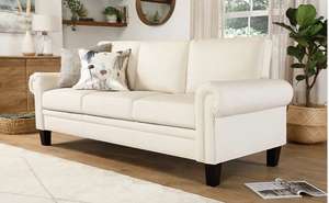 Oakly Ivory Leather 3 Seater Sofa with free 3-5 day delivery £399.99 delivered @ Furniture Choice