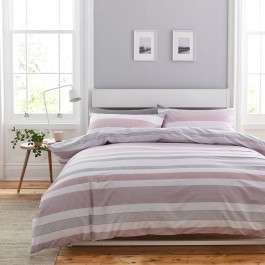 Catherine Lansfield Newquay Stripe Duvet Set, Single, Pink - £5 (Free Click & Collect) @ Leekes