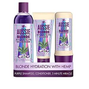 Aussie Blonde Hydration Purple Shampoo, Hair Conditioner & 3 Minute Miracle Hair Mask Set £9.50 (Prime) + £4.49 (non Prime) at Amazon
