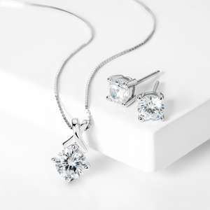 Premium Sterling Silver CZ Four Claw Jewellery Set £10.99 using code + Free delivery @ John Greed Jewellery