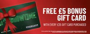 Receive a free £5 bonus gift card with every £25 gift card purchased @ Showcase Cinemas