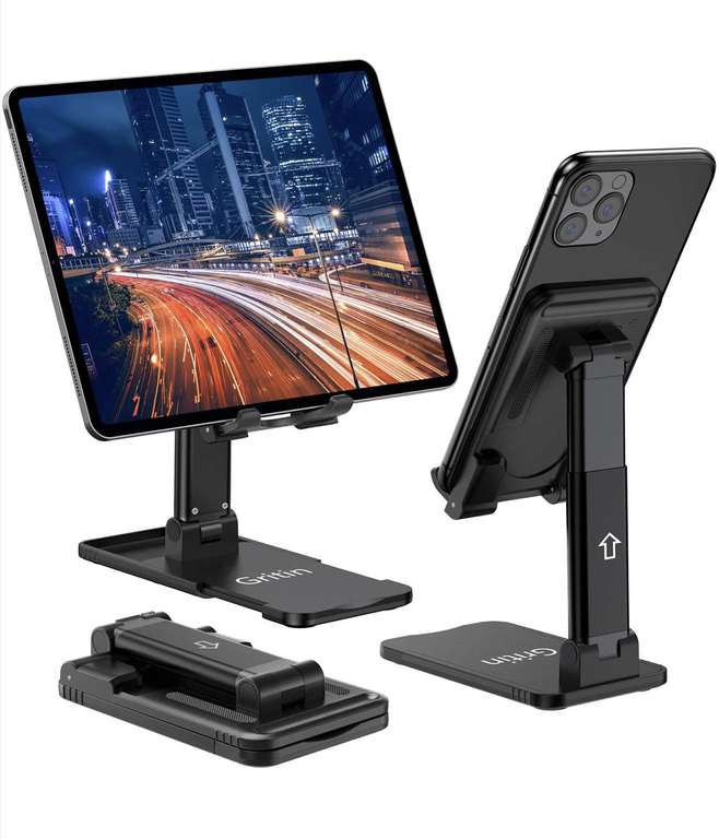 Gritin Foldable Stand for iPad/iPhone/Android In black - £5.94 Prime / + £4.99 non-Prime Sold by Beikell Store and Fulfilled by Amazon