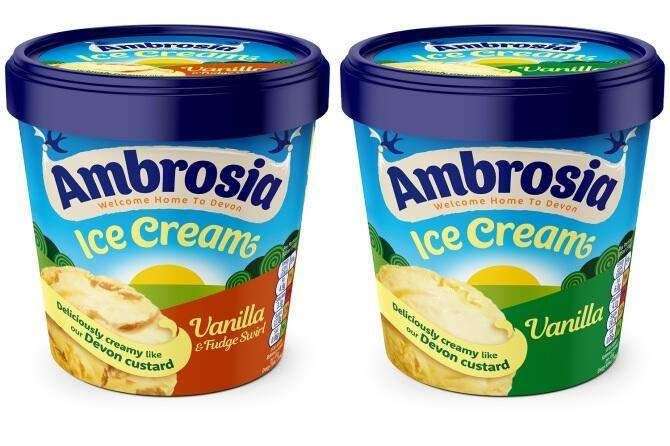 2 for £5 - Ambrosia Ice Cream - Vanilla / Vanilla & Fudge Swirl 840ml @ Iceland