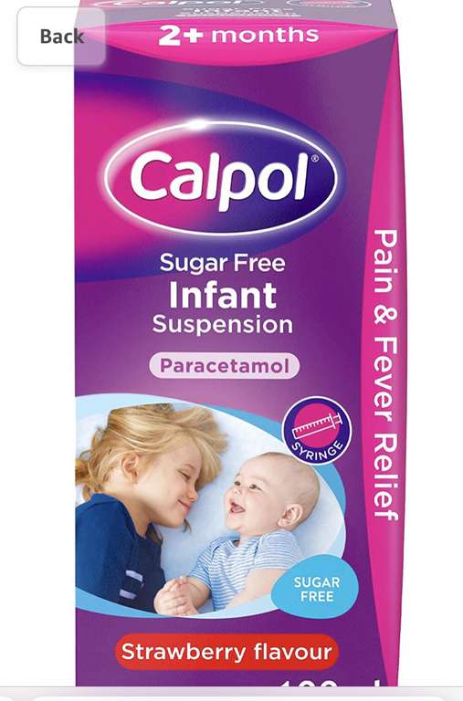 Calpol infant sugar free suspension Strawberry flavour - £2.85 (NP + £4.49) (£2.28 S&S) @ Amazon