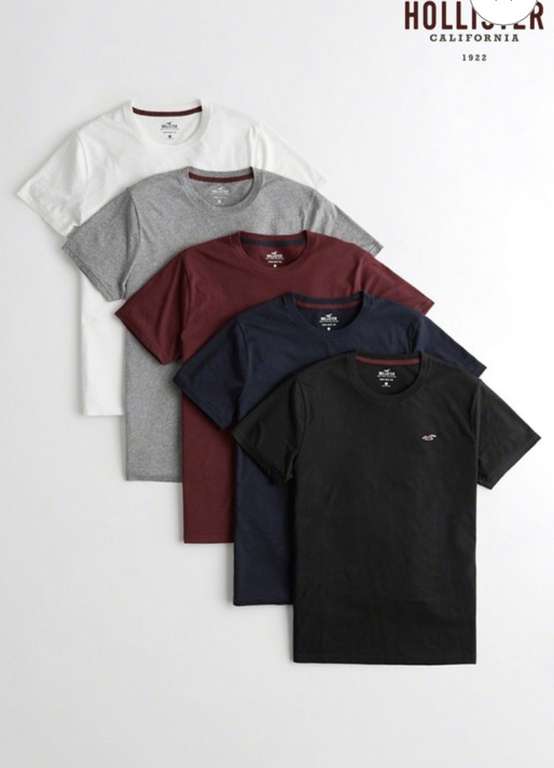 Hollister Men’s Basic Crew Neck T-Shirts Five Pack £16 free click and collect at Next