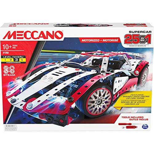 Meccano 25-in-1 Motorized Supercar STEM Model Building Kit with 347 Parts - £25.50 @ Amazon