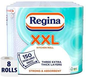 Regina XXL Kitchen Roll, 8 Rolls, 600 Extra Large Sheets - £8 prime (+£4.49 non prime) Cheaper with S&S - @ Amazon