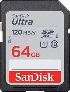 SanDisk Ultra 64GB SDXC Memory Card, Up to 120 MB/s, Class 10, UHS-I, V10 - £7.99 Prime / +£4.49 non Prime @ Amazon