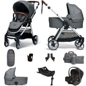 Mamas & Papas Flip XT2 8pc Essentials (Gemm Car Seat) Travel System with Carrycot & ISOFIX Base - Fossil Grey - £638.95 @ Online4baby