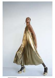 Metallic Pleated Halter Dress for £10 + £3.99 postage @ Warehouse