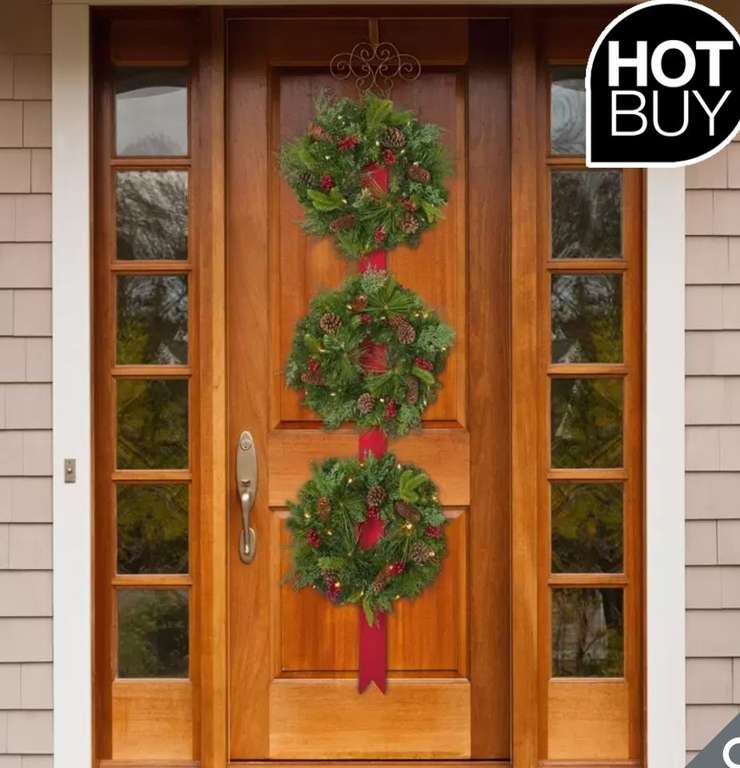 43 Inch (109.2cm) 3 Wreath Door Hanger with 60 LED Lights £39.89 @ Costco online and in-store.