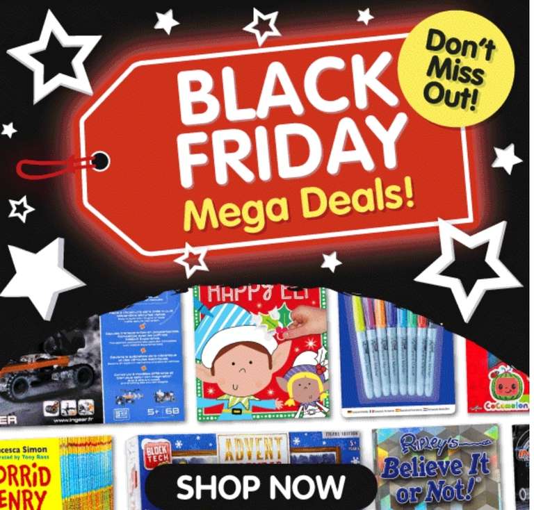 The Works Mega Black Friday Sale up to 90% off RRP Free click & collect with £10 spend or Free Delivery with £30 spend @ The Works