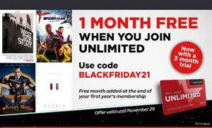 1 month free membership for Cineworld Unlimited membership with Code @ Cineworld