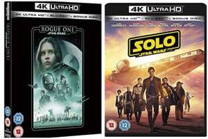 Rogue One: A Star Wars Story/Solo 4K UHD £10.50 each + £2.99 non prime @ Amazon