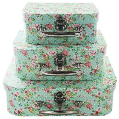 Rose Print Storage Suitcases - Set Of 3 £7 or 2 for £10 - Free Click & Collect @ the works