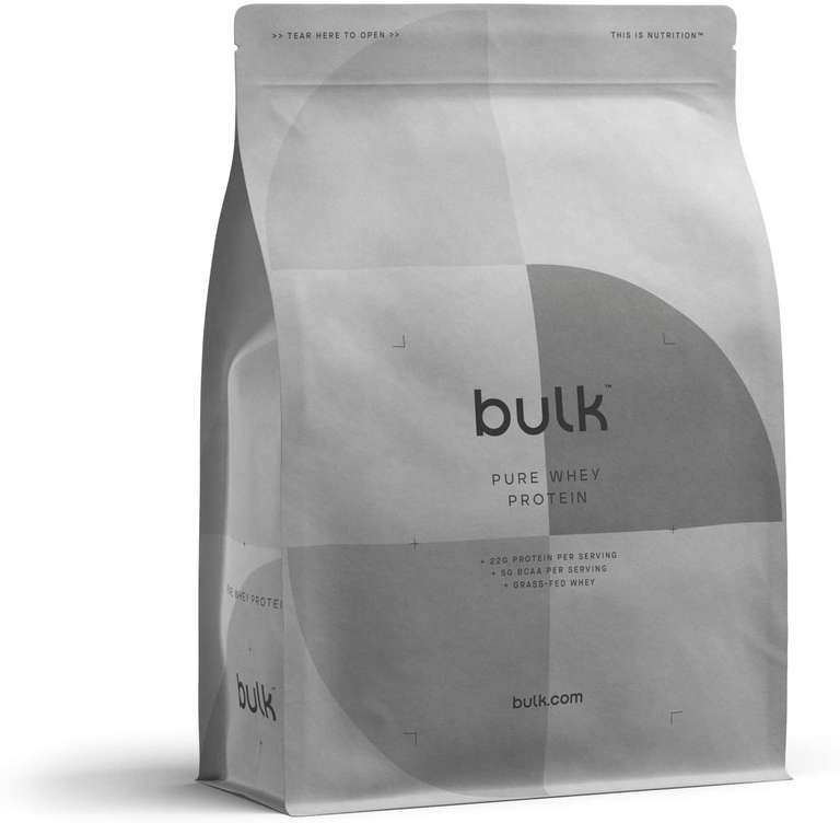 Bulk Pure Whey Protein Powder Shake, Vanilla, 2.5 kg - £31.99 (possible £22.39 with 20% voucher with first S&S orders only) @ Amazon