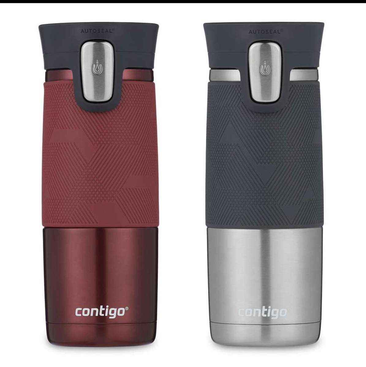 1 Red Steel CONTIGO Mug Autoseal Spill Proof Stainless Thermal Travel 473ml 
