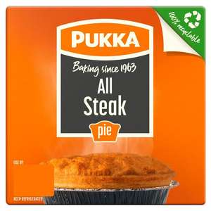Pukka Pie (All Steak/ Chicken & Mushroom / Steak & Kidney / Steak & Onion/ Vegan Steak & Onion Pie and more) £1 @ Sainsbury's