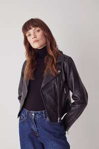 Real Leather Biker Jacket £13.99 with delivery @ Warehouse
