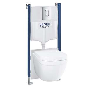 Grohe Solido Contemporary Wall hung Rimless Standard Toilet & cistern with Soft close seat - £340 delivered @ B&Q