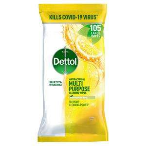 Dettol Antibacterial Disinfectant Biodegradable Cleaning Wipes Citrus Zest x 105 £3 @ Sainsbury's