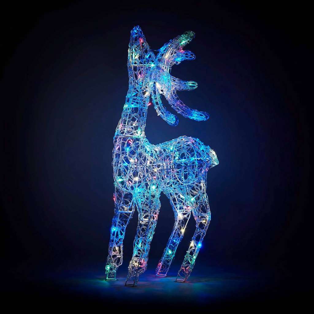 Acrylic LED Reindeer Multicolour 3D Outdoor Christmas Light Decoration - 90CM - £35 Click & Collect £41 Delivered @ Homebase