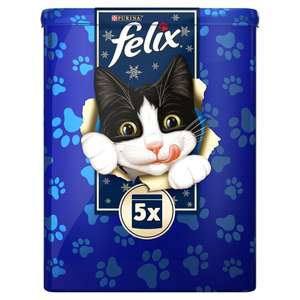 Felix Christmas Tin Cat Treats 5 Pack 300G - Clubcard price - £2.50 @ Tesco