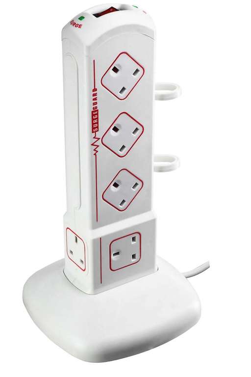 Masterplug Surge 10 socket Switched Surge protected White Extension lead, 2m - £5.60 (free click & collect) with code @ B&Q