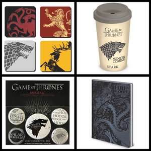 Game Of Thrones gifts from £0.74. Including pin badges, notes books, coasters and travel mug. Free shipping @ Calendar Club