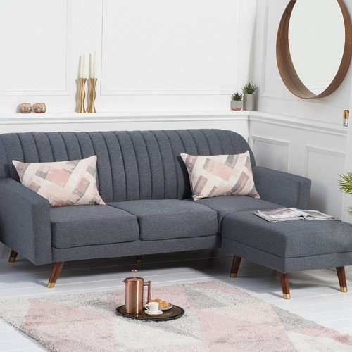 Lucia Reversible Sofa Bed in Grey Linen £699 free delivery @ Oak Furniture Superstore