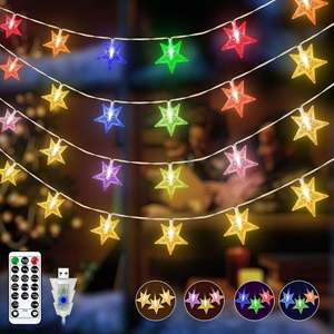 Ollny Christmas Lights - Star Fairy Lights Outdoor 15m/50ft 100 LED USB - £9.99 (+£4.49 Non Prime) @ Sold by Sold by OllnyDirect and FBA