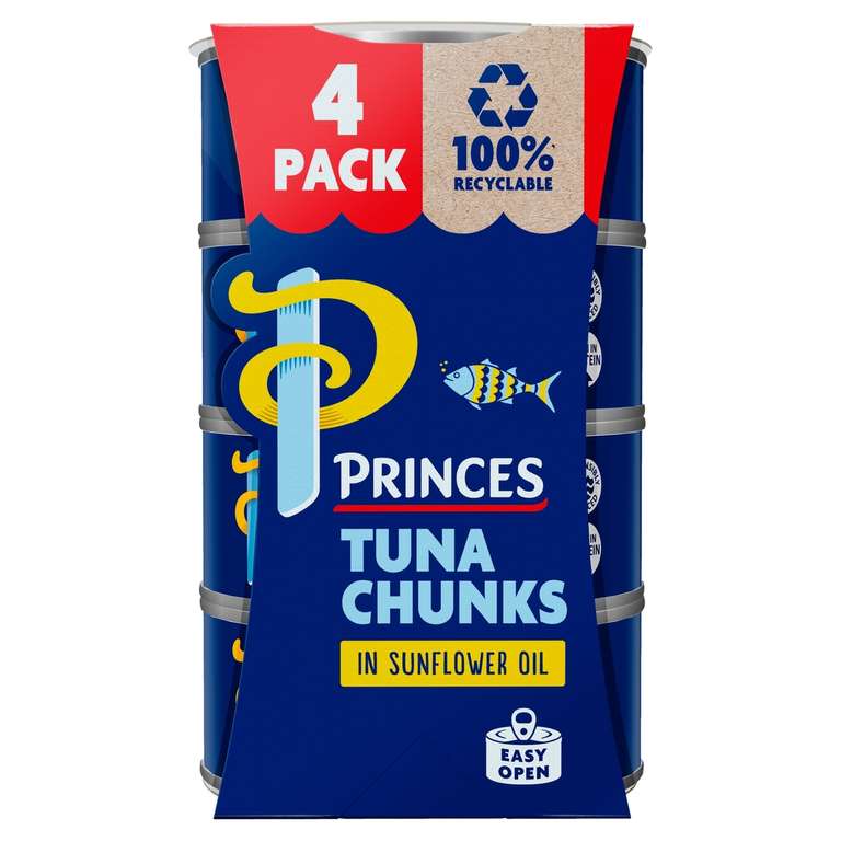 Princes Tuna Chunks In Sunflower Oil / Brine / Spring Water (145g) Pack of 4 - Buy 3 for £1.50 @ Morrisons
