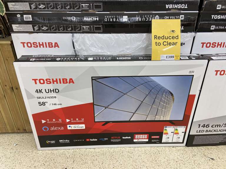 Toshiba 58" 4K UHD Smart TV (58UL2163DB) - £399 @ Tesco Extra North Shields