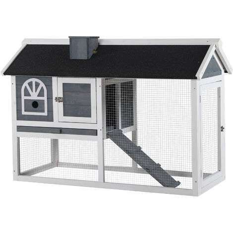 PawHut Rabbit Hutch Wood Bunny Cage for Outdoor Indoor with Pull Out Tray Grey £123.99 @ Aosom via ManoMano